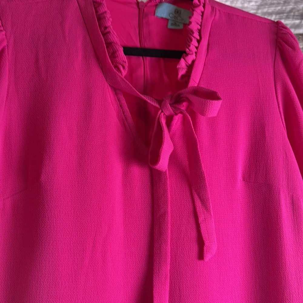 CeCe Fuchsia Ruffle Trim Topsize medium C29 - Picture 6 of 7